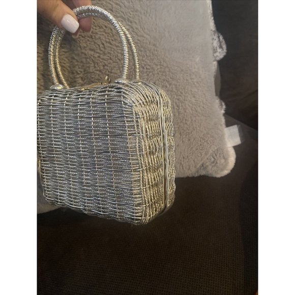 VINTAGE FORSUM MID-CENTURY 1960'S ERA WHITE BASKETWEAVE PURSE / HANDBAG‎ - Picture 9 of 11
